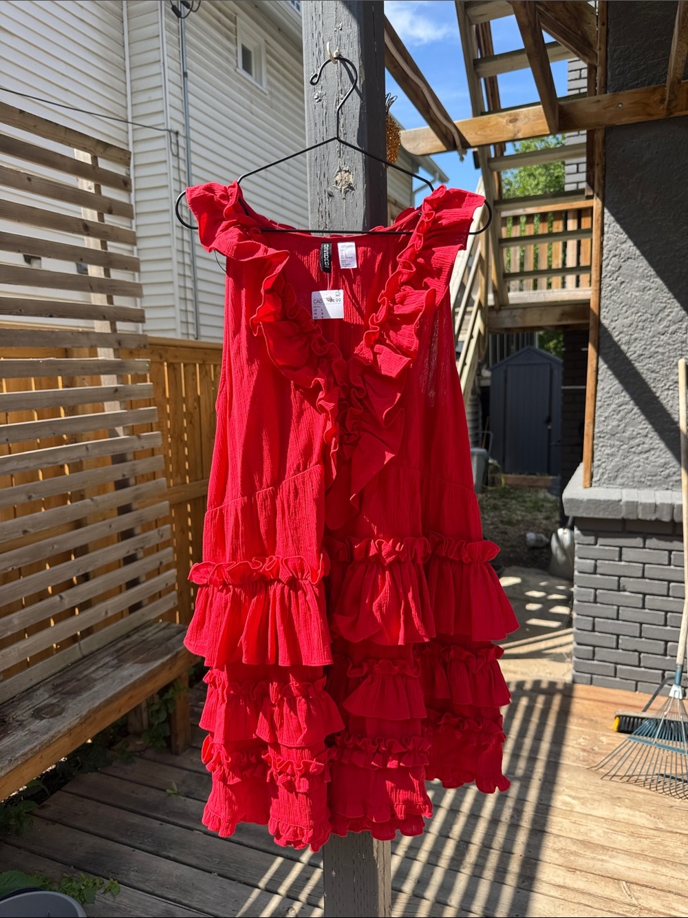 H&M Bright Red Ruffle Mini Dress - Picture 2 of 3
